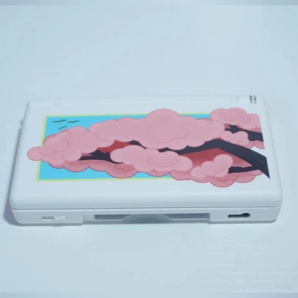 Nintendo DS Lite White Cherry Blossom Handheld System with Charger & Stylus Pen